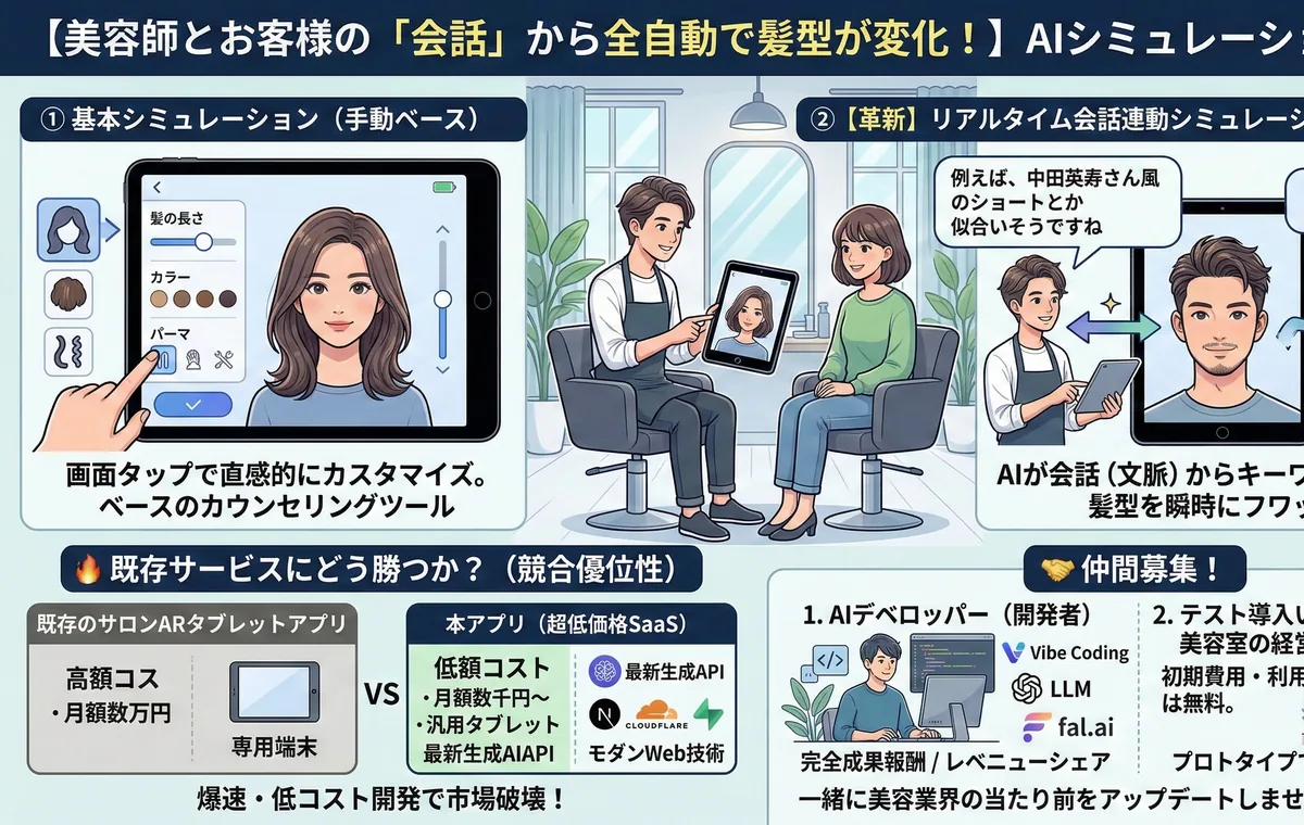 会話から始まるヘアAIのコンセプト画像